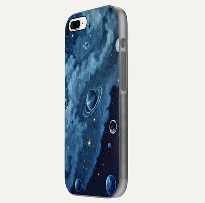 Galaxy Dream Space Glass Case for iPhone 8 Plus side-angle image capturing reflection clarity and galactic texture