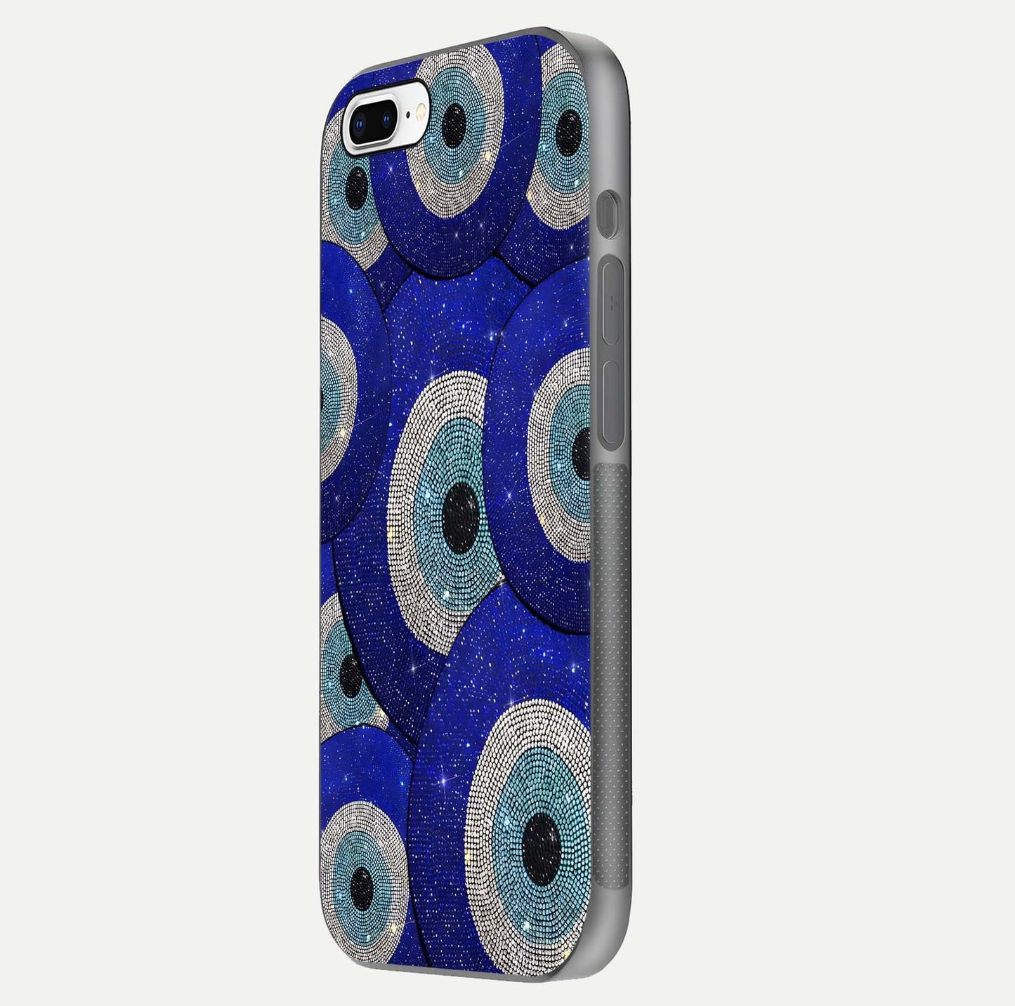 Galaxy Eye Flow Glass Case for iPhone 8 Plus side-angle image showing reflection detail and premium shine