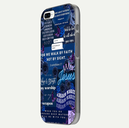 Kingdom Faith Glow Glass Case for iPhone 8 Plus side-angle image with reflective cross and faith glow