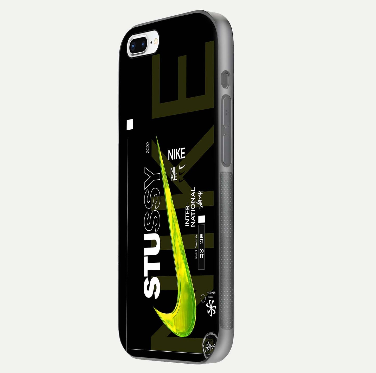 Neon Street Edition Glass Case for iPhone 8 Plus side-angle image showing reflection depth and modern tones