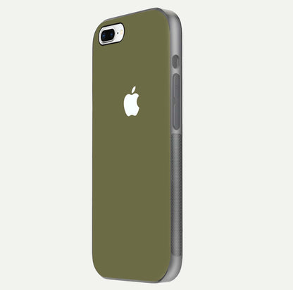Olive Matte Essence Glass Case for iPhone 8 Plus side-angle image showing soft hue and elegant smooth surface