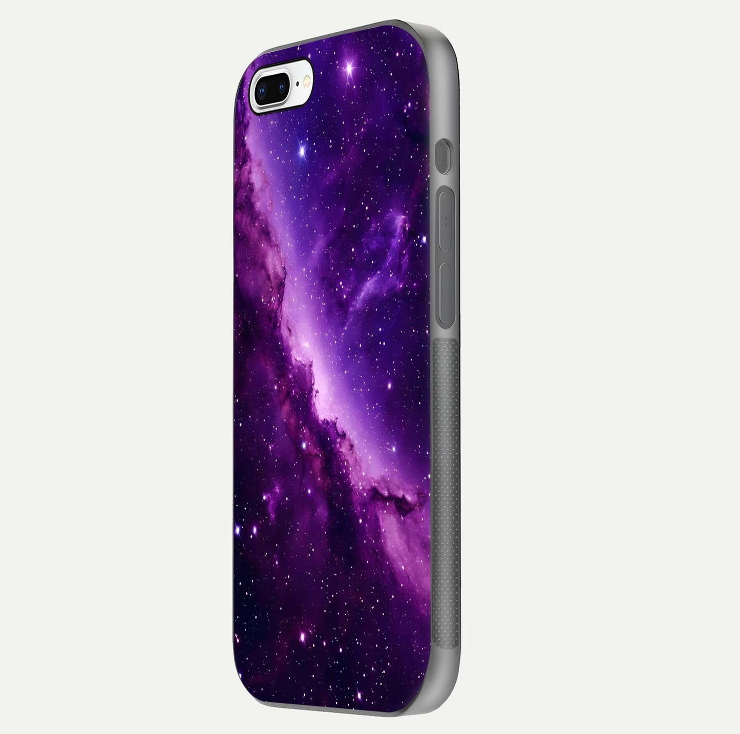 Purple Shade Sky Glass Case for iPhone 8 Plus side-angle image showing shine and soft violet blend