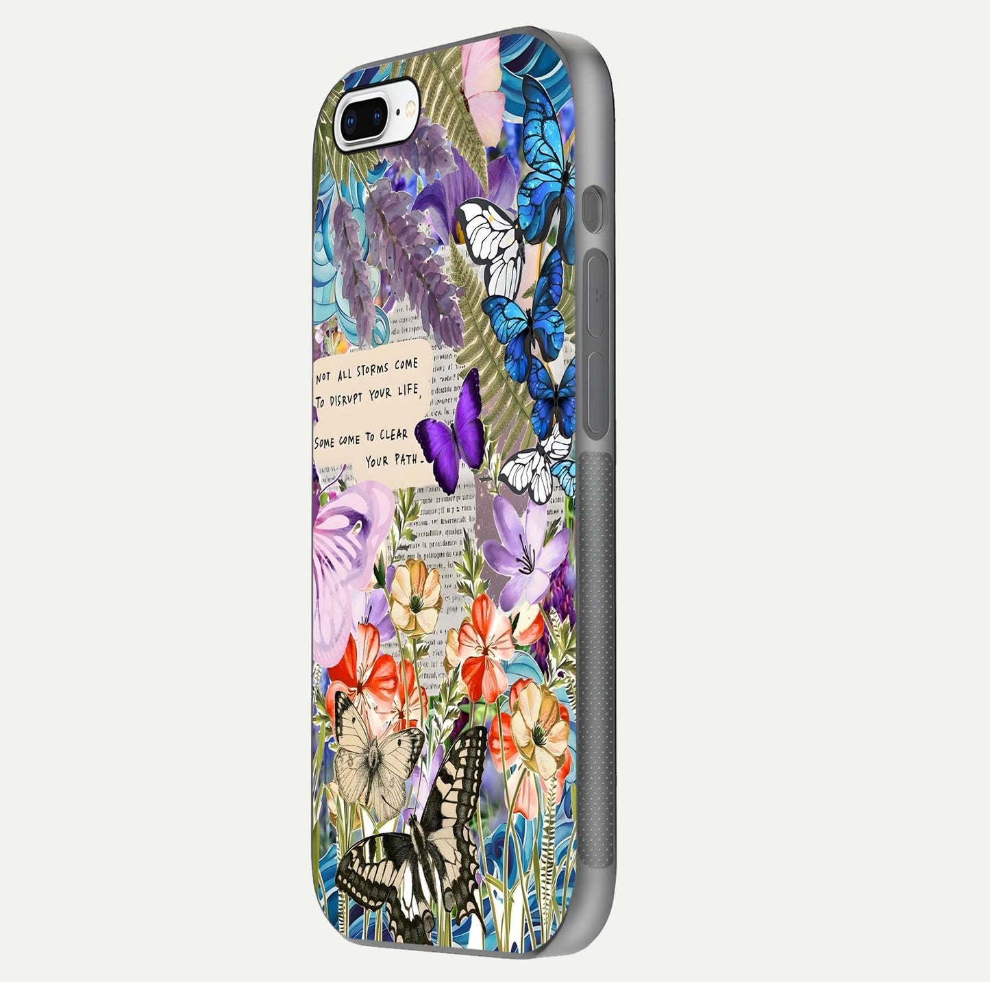 Storm Path Bloom Glass Case for iPhone 8 Plus side-angle image showing reflection, color contrast, and shine
