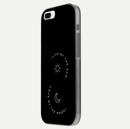 Sun Moon Balance Glass Case for iPhone 8 Plus side-angle image showing reflection and celestial detailing