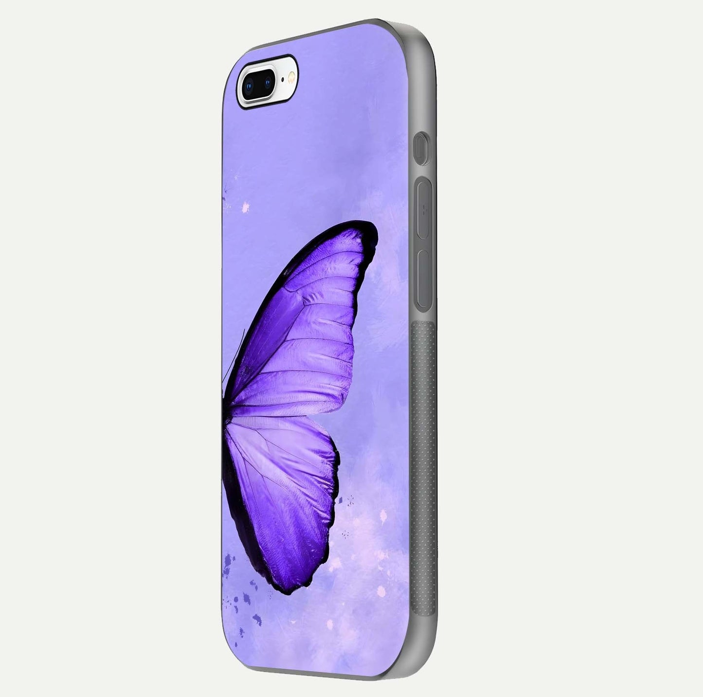 Violet Dream Wing Glass Case for iPhone 16 Pro side-angle image showing gloss, shine, and violet gradient
