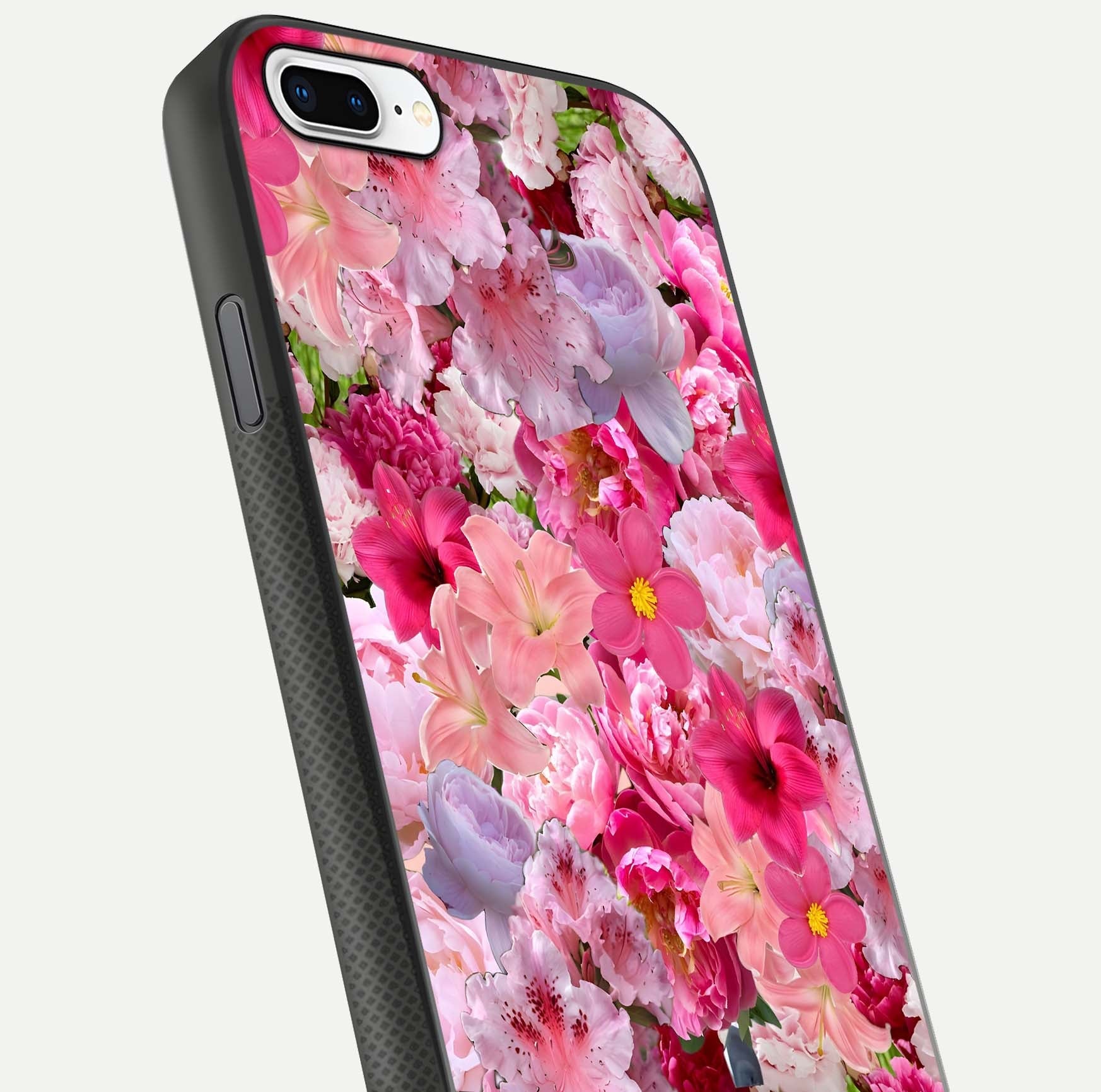 Bloom Crush Fantasy Glass Case for iPhone 8 Plus close-up image showing color gradient and petal detailing