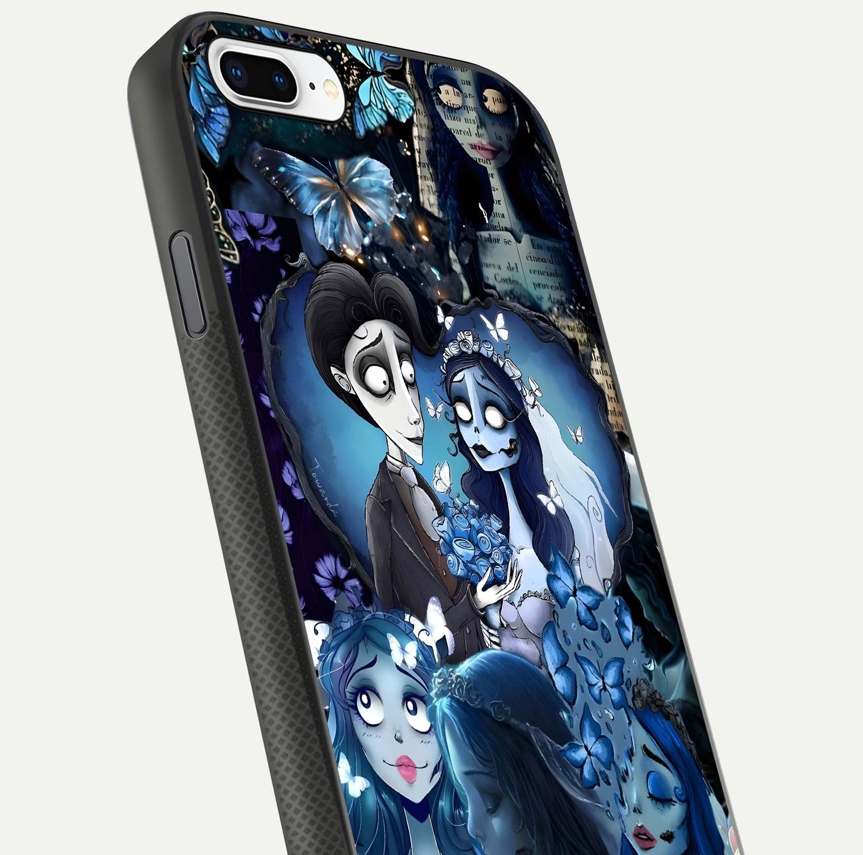 Butterfly Ghost Soul Glass Case for iPhone 8 Plus close-up shot showing ethereal wing patterns and reflection