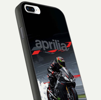 Dark Aprilla Glass Case for iPhone 8 Plus close-up highlighting detailing and reflection effect