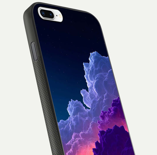 Dreamy Cloud Skies Glass Case for iPhone 8 Plus close-up highlighting soft gradient tones and reflection glow
