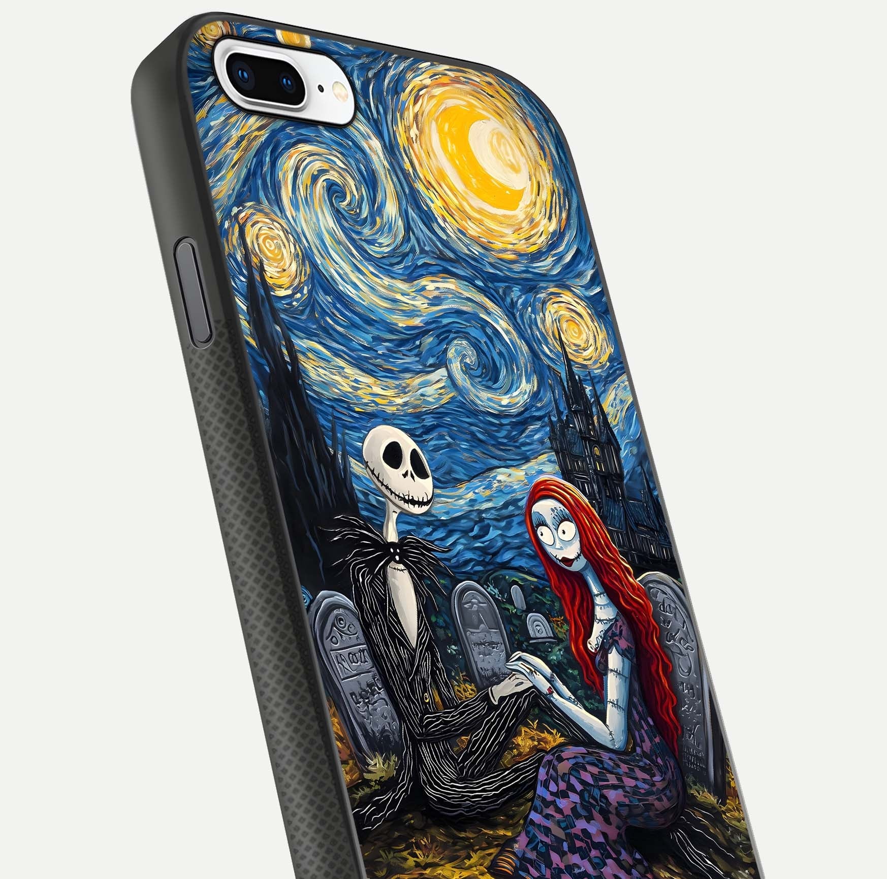 Eternal Night Love Glass Case for iPhone 8 Plus close-up highlighting stars and reflection glow