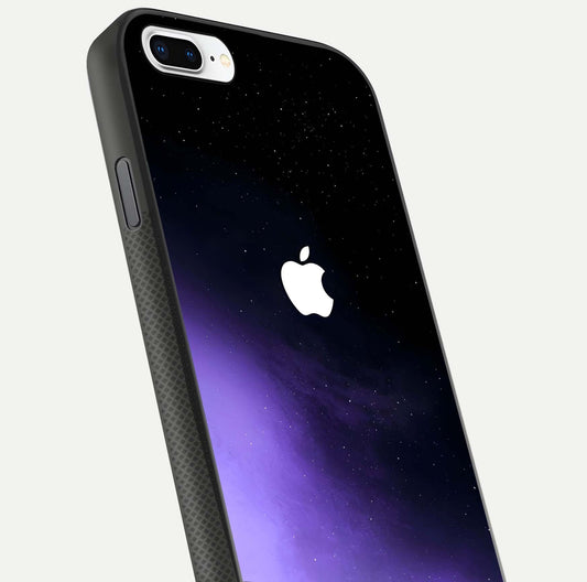 Galaxy Apple Aura Glass Case for iPhone 8 Plus close-up angled shot showing aura lighting and reflection polish