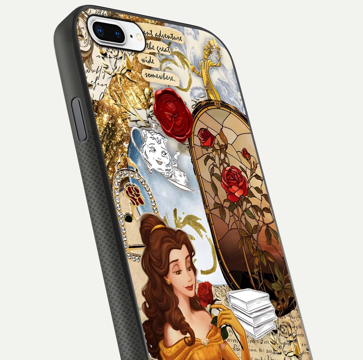 Golden Dream Belle Glass Case for iPhone 8 Plus close-up angled shot showing gradient tones and reflection polish
