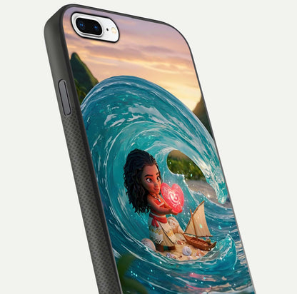 Heart of Ocean Glass Case for iPhone 8 Plus close-up angled shot showing blue tones and reflection shine