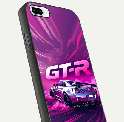 Speed Drift Legend Glass Case for iPhone 8 Plus close-up angled shot highlighting speed lines and reflection
