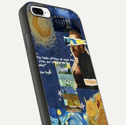 Starry Dream Vision Glass Case for iPhone 8 Plus close-up angled shot highlighting cosmic light and reflection