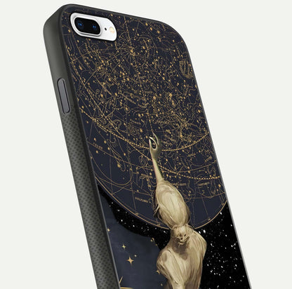 Taylor Swift Girl Glass Case for iPhone 8 Plus close-up angled shot highlighting texture and HD reflection