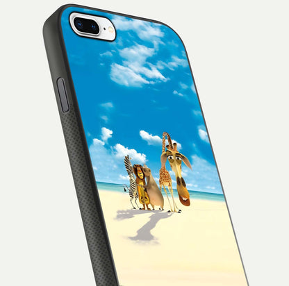 Tropical Fun Squad Glass Case for iPhone 8 Plus close-up angled shot highlighting vibrant tones and texture