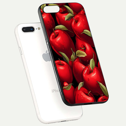 Apple Pattern Glass Case for iPhone 16 Pro floating mockup with smooth edge detailing and pattern clarity