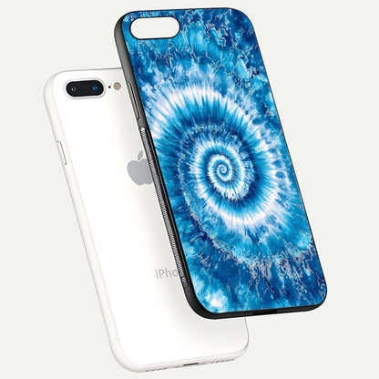 Blue Galaxy Wave Glass Case for iPhone 16 Pro floating mockup revealing cosmic depth and curved-edge texture