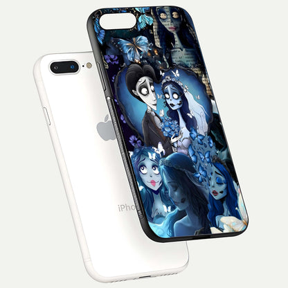 Butterfly Ghost Soul Glass Case for iPhone 8 Plus floating mockup showcasing spirit-like butterfly detail and gloss
