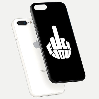 Rebel Mode On Glass Case for iPhone 8 Plus floating dual-view mockup displaying gloss shine and statement art