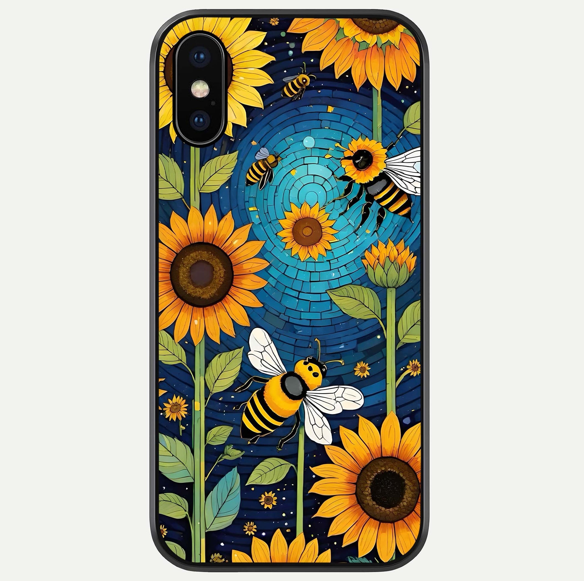 Bees & Sunflowers Glass Case For iPhone 16 Pro by Custom World