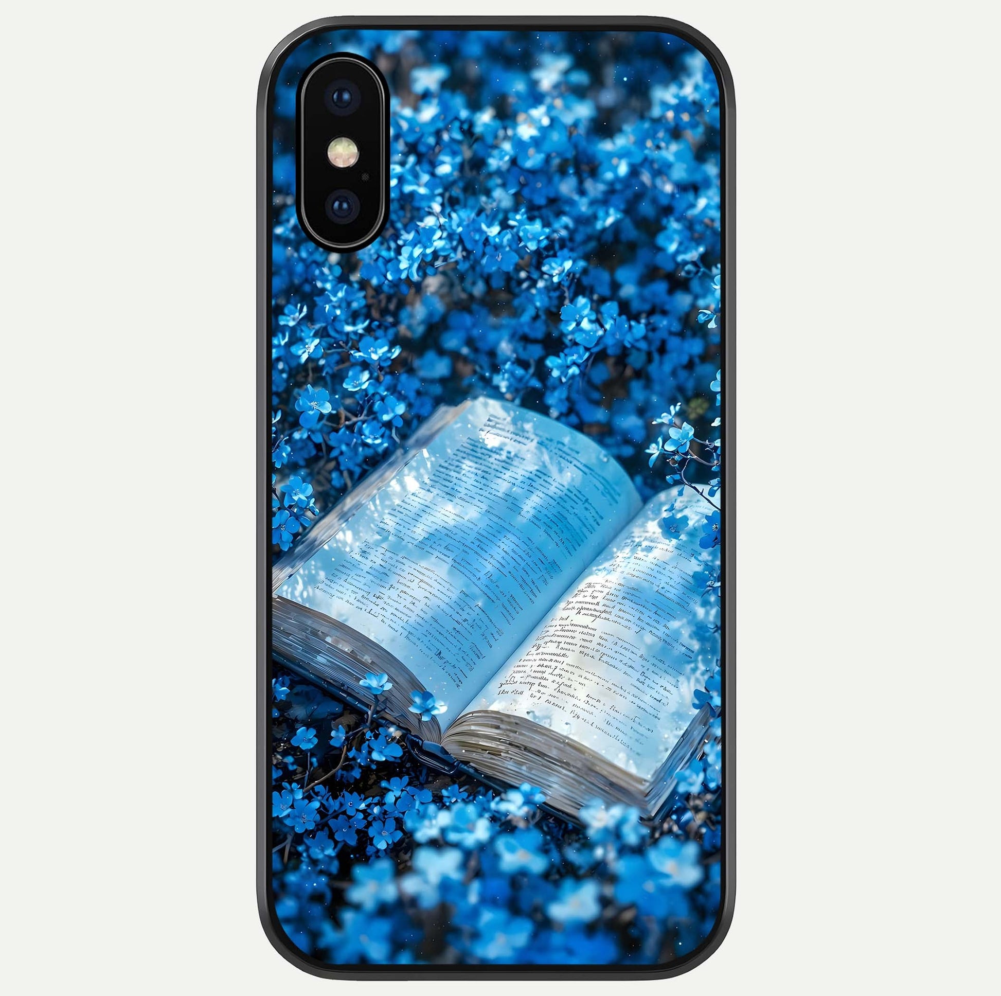 Blue Bloom Tales Glass Case For iPhone X by Custom World