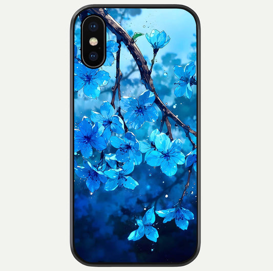 Blue Blossoms Branch Glass Case For iPhone X by Custom World