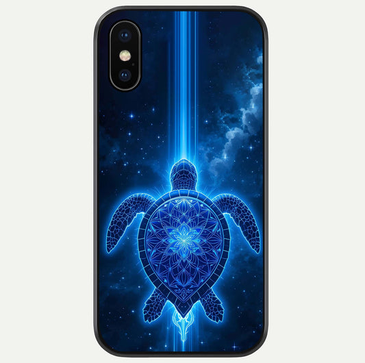 Blue Galaxy Turtle Glass Case For iPhone X by Custom World