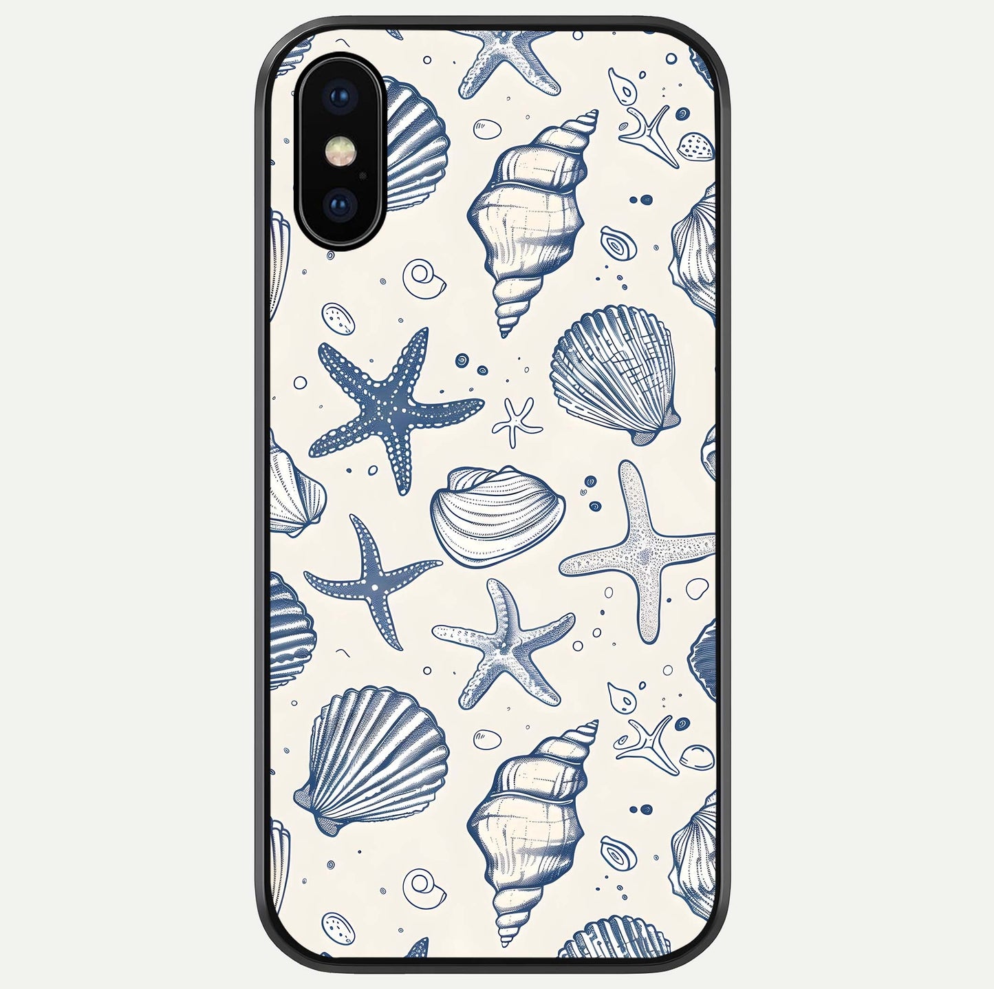 Blue Ocean Outline Glass Case For iPhone X by Custom World