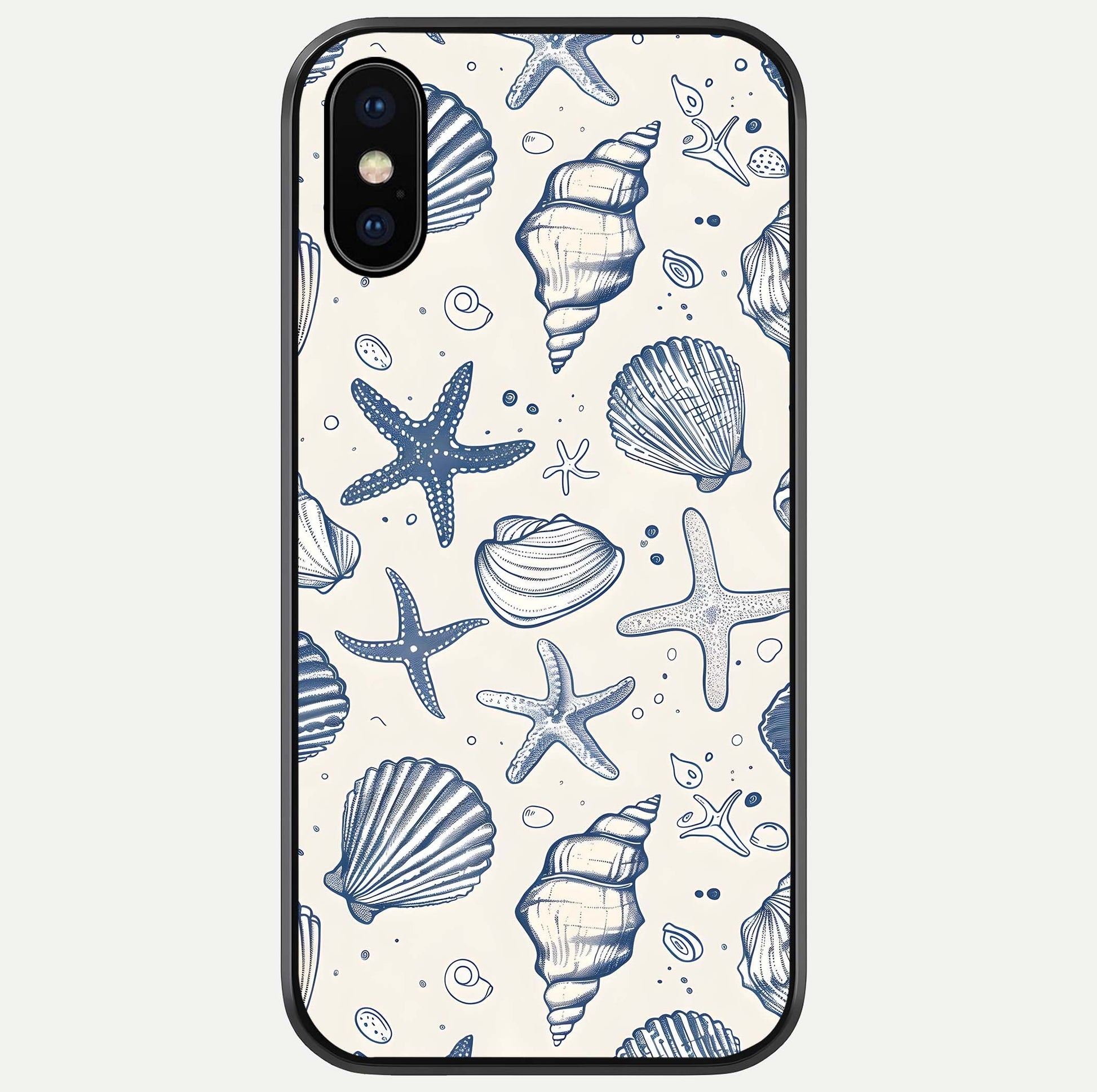 Blue Ocean Outline Glass Case For iPhone X by Custom World
