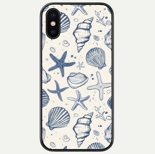Blue Ocean Outline Glass Case For iPhone X by Custom World