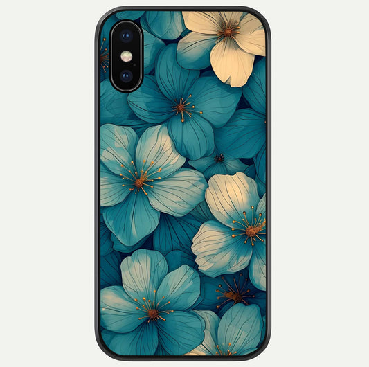 Blue Shade Floral Glass Case For iPhone X by Custom World
