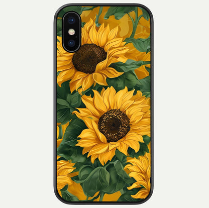 Bright Sunflower Bloom Glass Case For iPhone X by Custom World
