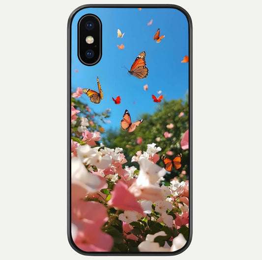 Butterflies In Bloom Sky Glass Case For iPhone X by Custom World