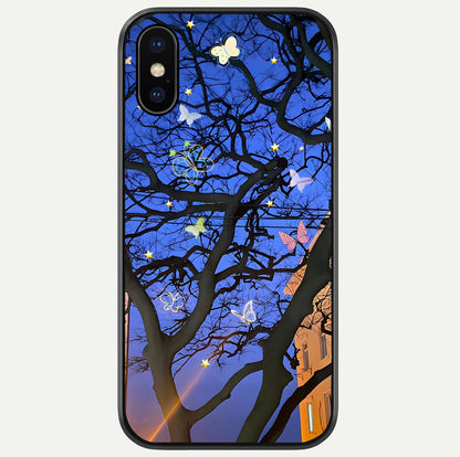 Butterfly Night Magic Glass Case For iPhone X by Custom World