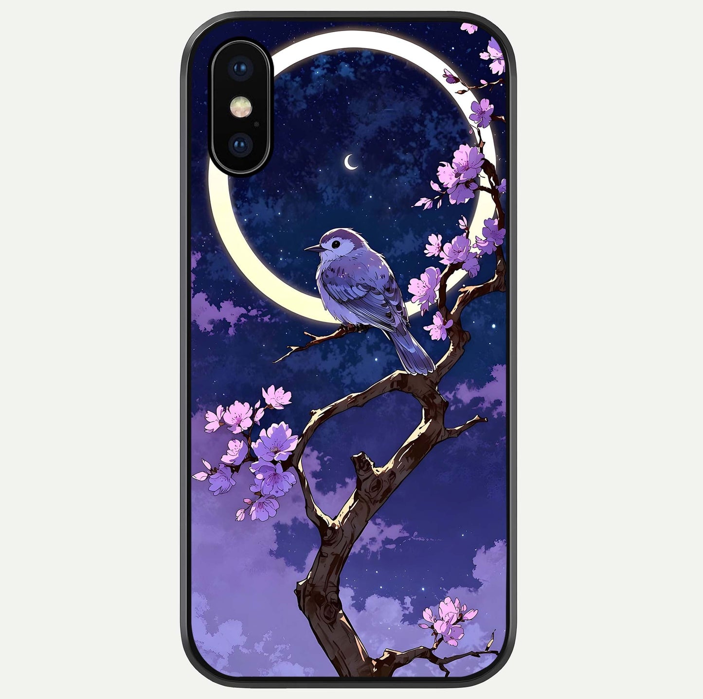 Celestial Bird Blossom Glass Case For iPhone X by Custom World