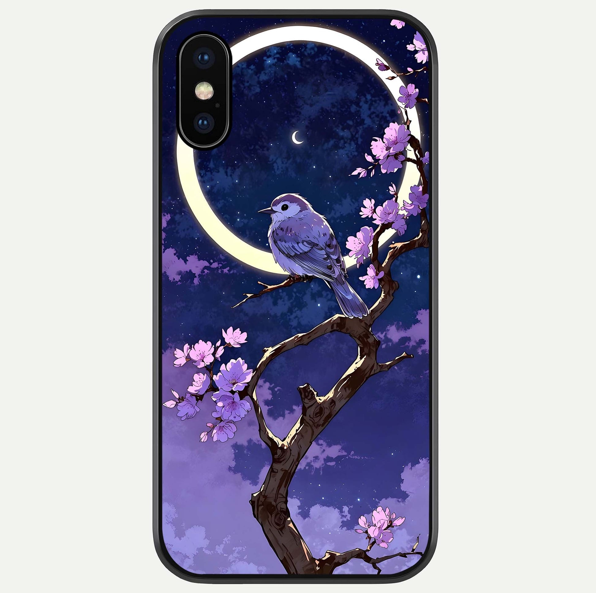 Celestial Bird Blossom Glass Case For iPhone X by Custom World