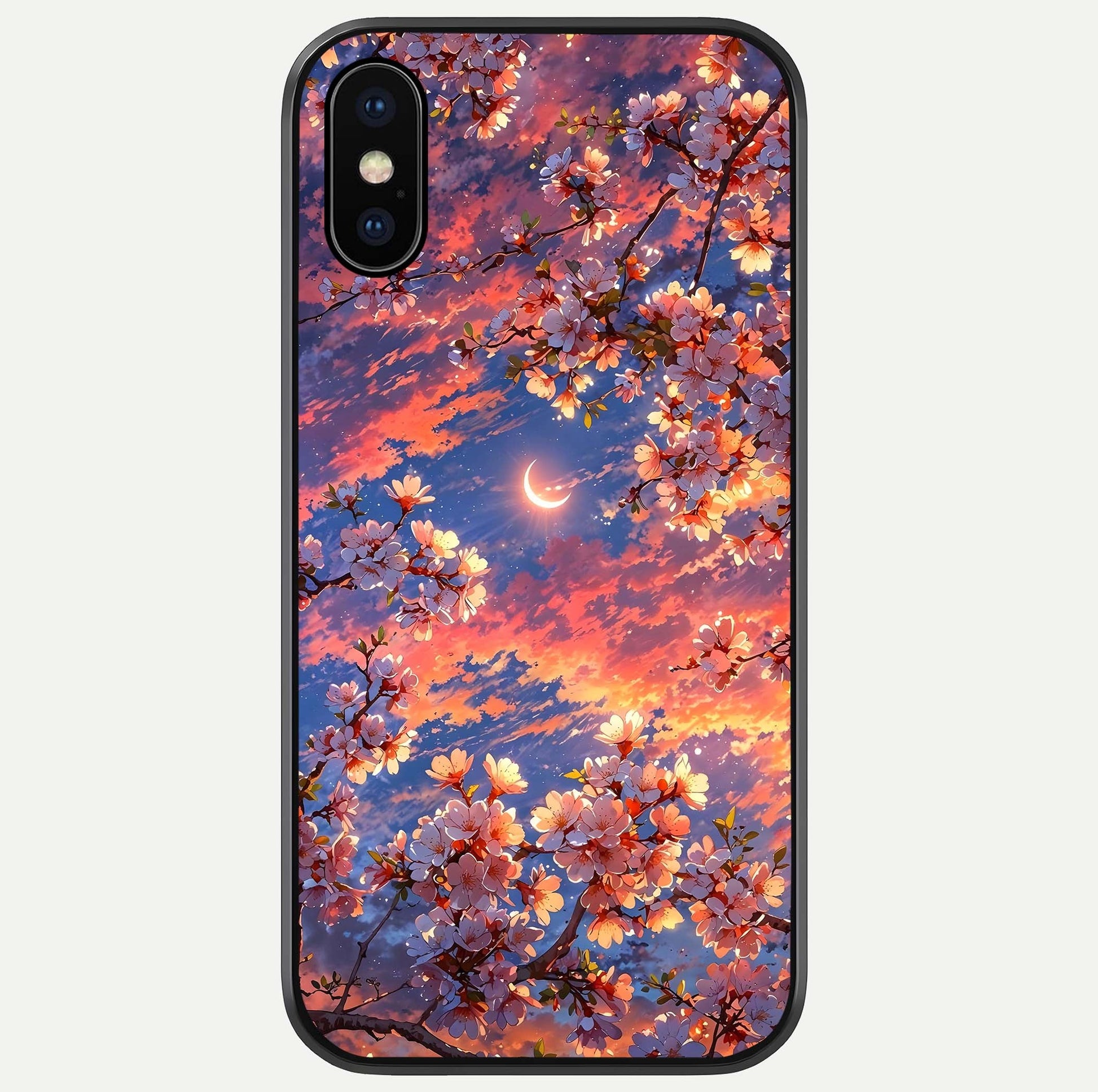 Celestial Sakura Sunset Glass Case For iPhone X by Custom World