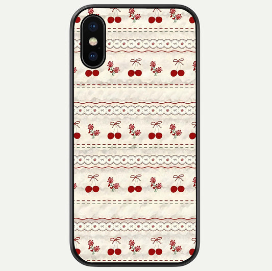 Cherry Bloom Charm Glass Case For iPhone X by Custom World