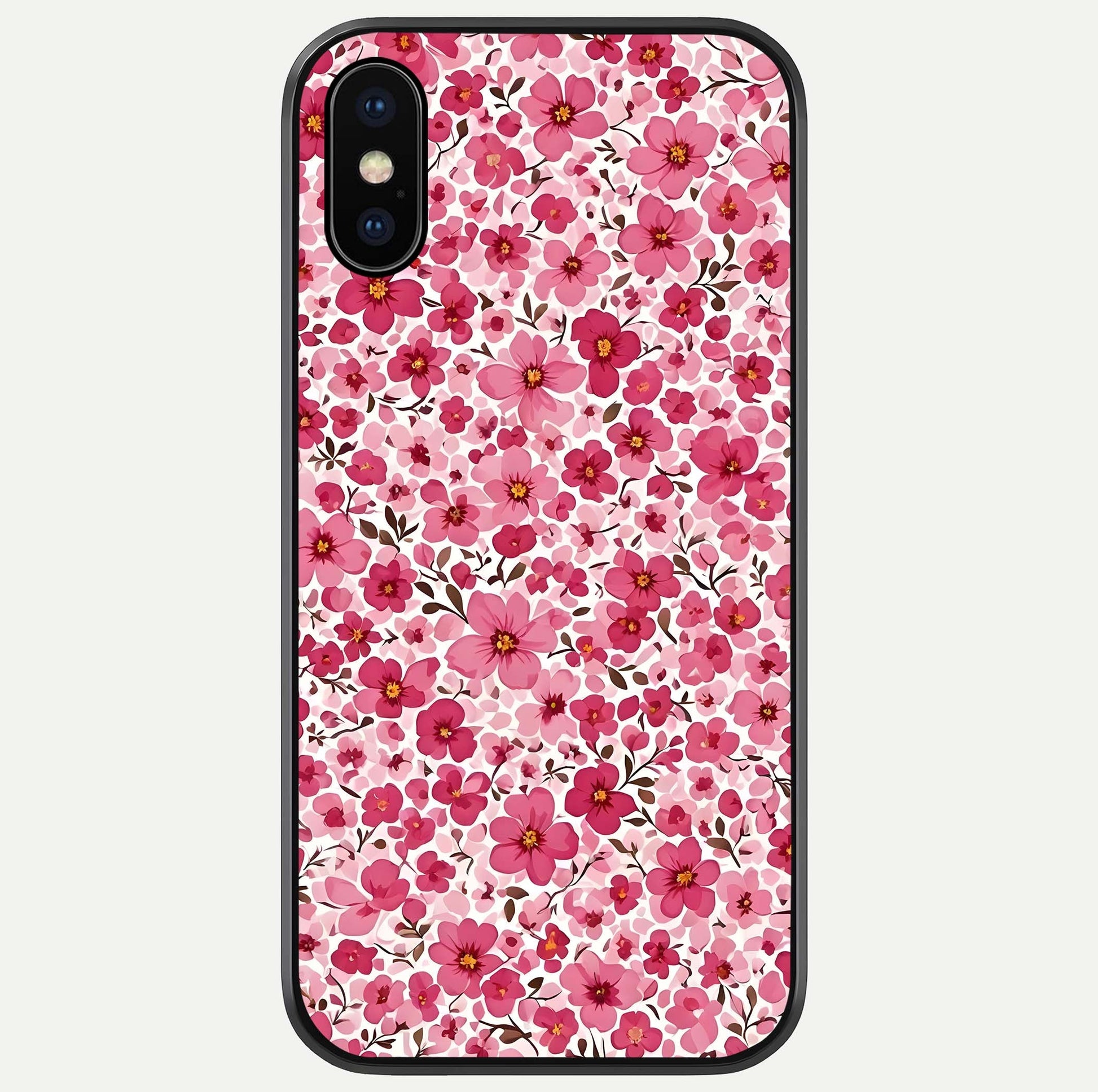 Cherry Blossom Charm Glass Case For iPhone X by Custom World