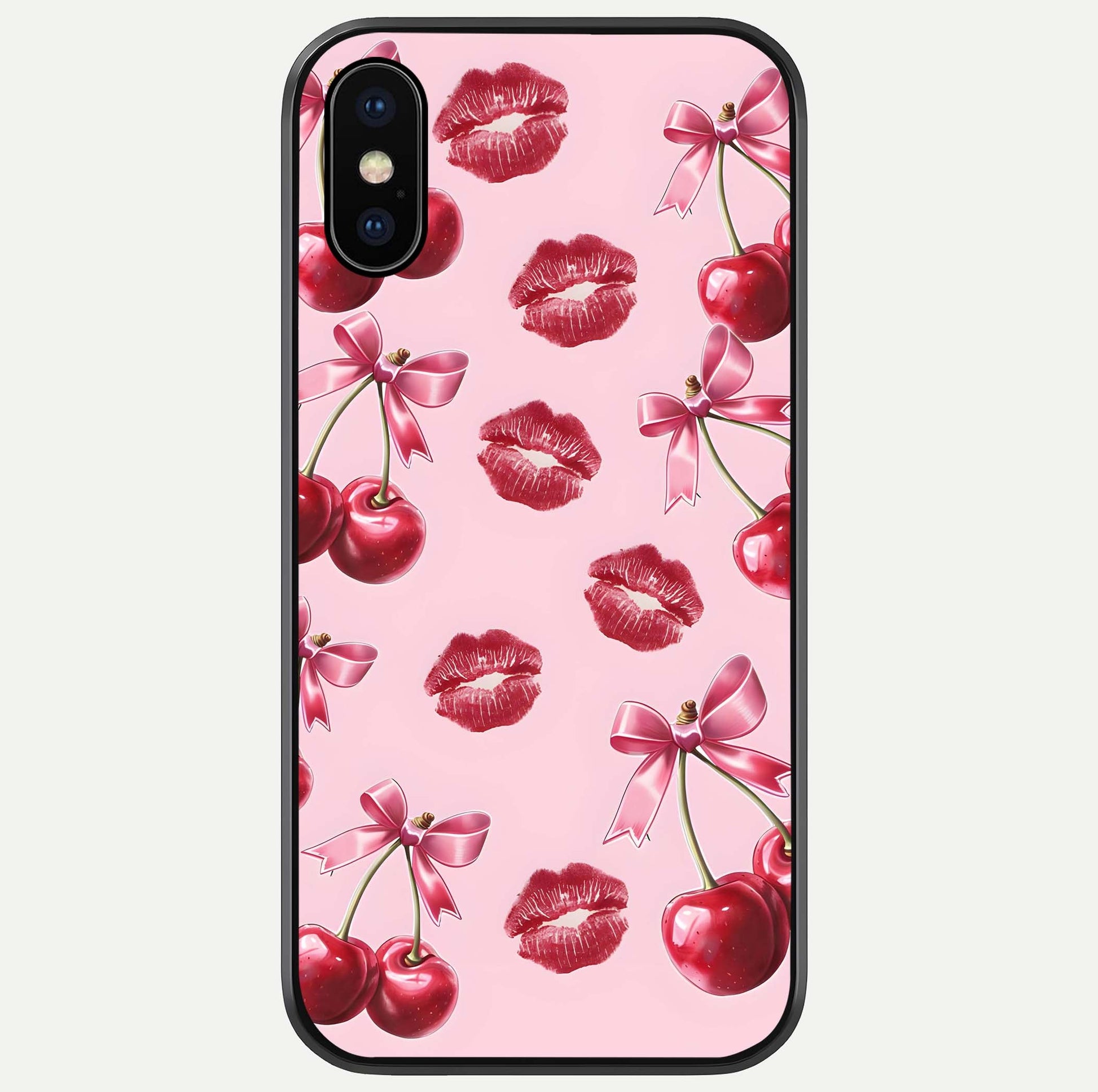 Cherry With Lips Glass Case For iPhone X by Custom World