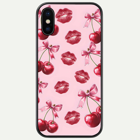 Cherry With Lips Glass Case For iPhone X by Custom World