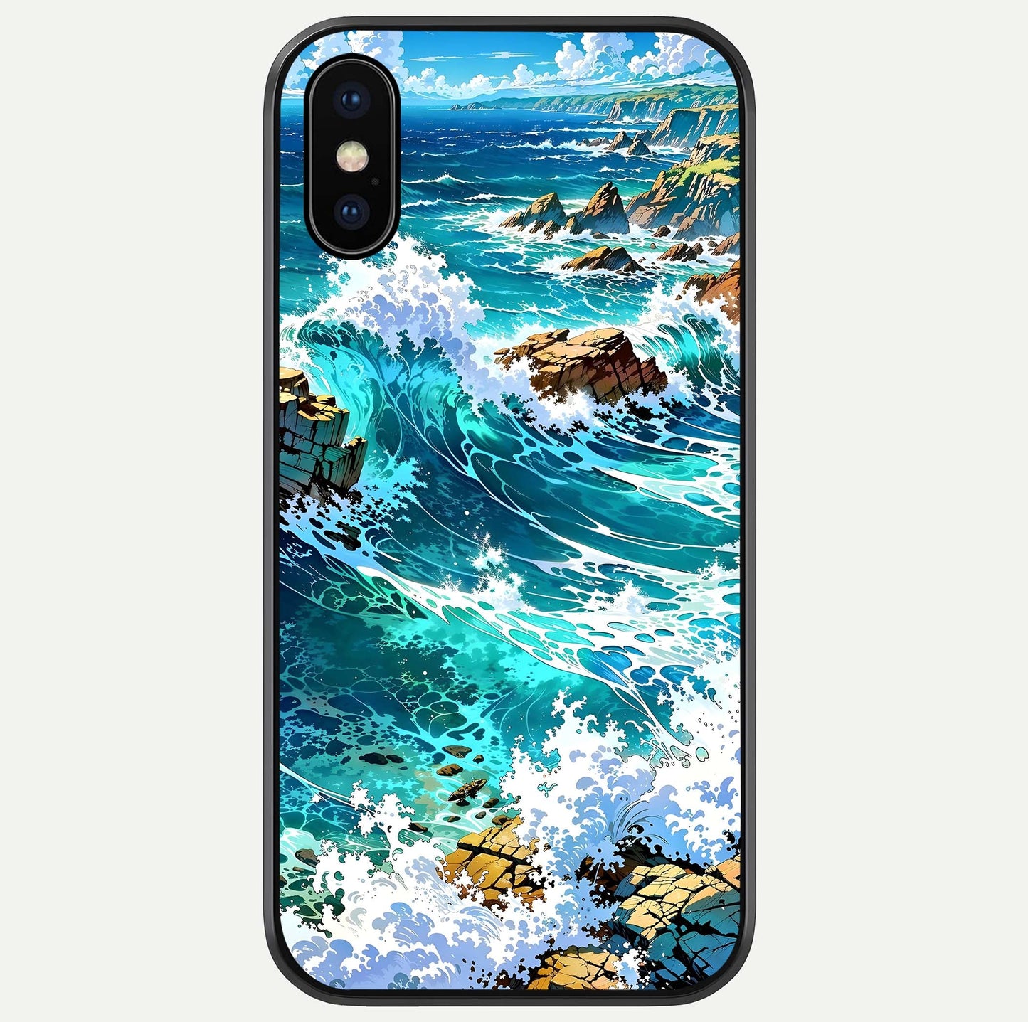 Coastal Blue Waves Glass Case For iPhone X by Custom World
