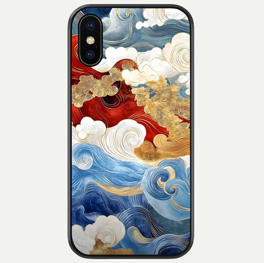Colored Waves Glass Case For iPhone X by Custom World