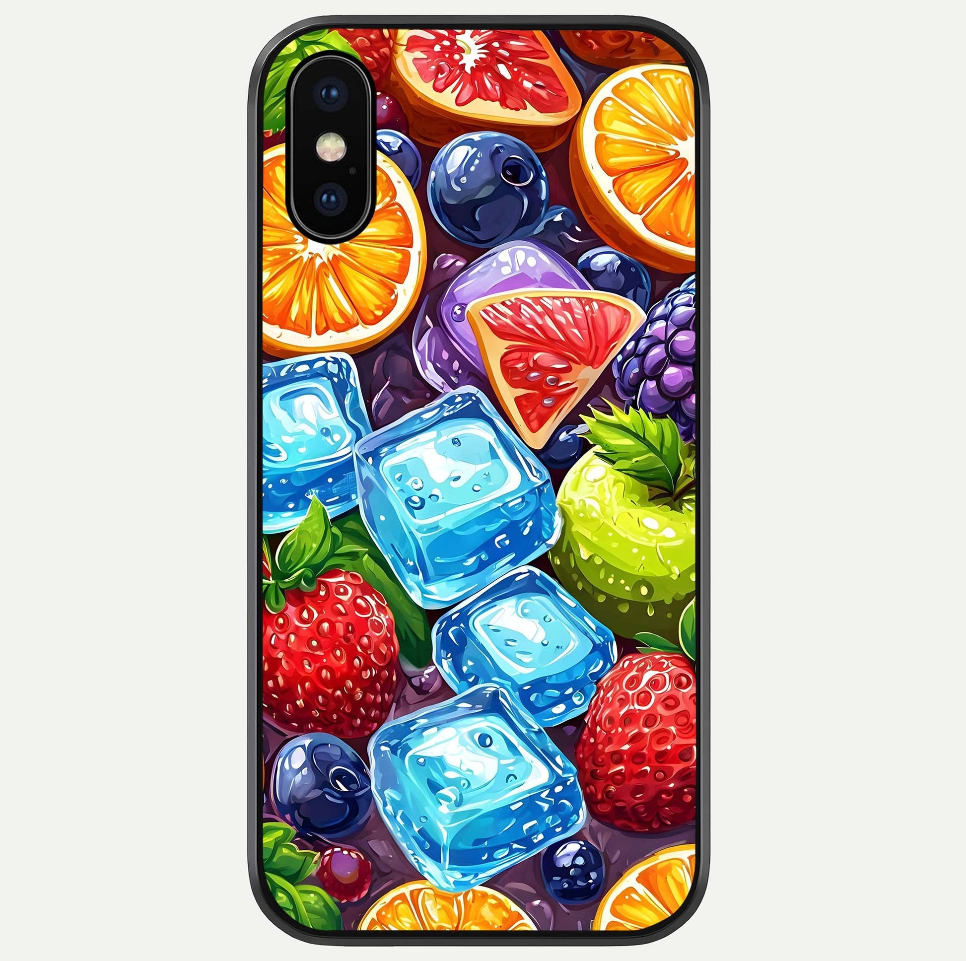 Colorful Fruits With Ice Glass Case For iPhone X by Custom World