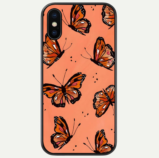 Coral Wing Butterfly Glass Case For iPhone X by Custom World