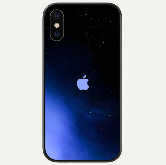 Cosmic Blue Apple Glass Case For iPhone X by Custom World