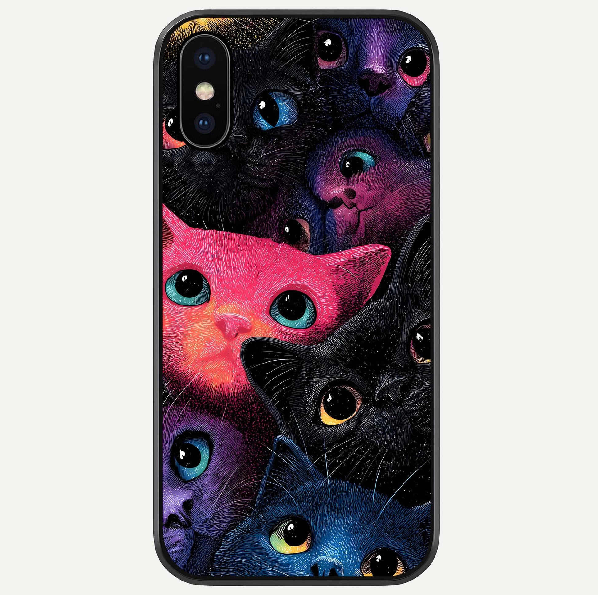 Cosmic Cats Dreams Glass Case For iPhone X by Custom World