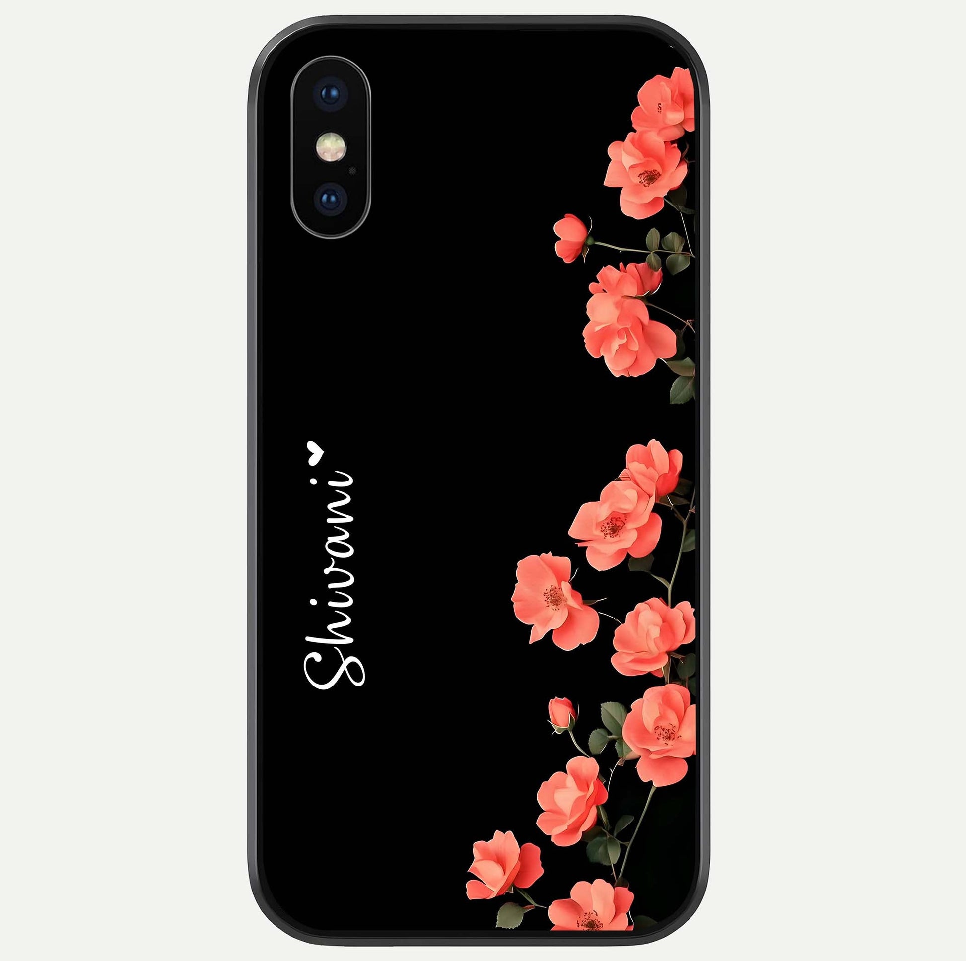 Crimson Bloom Grace Custom Name Glass Case For iPhone X by Custom World